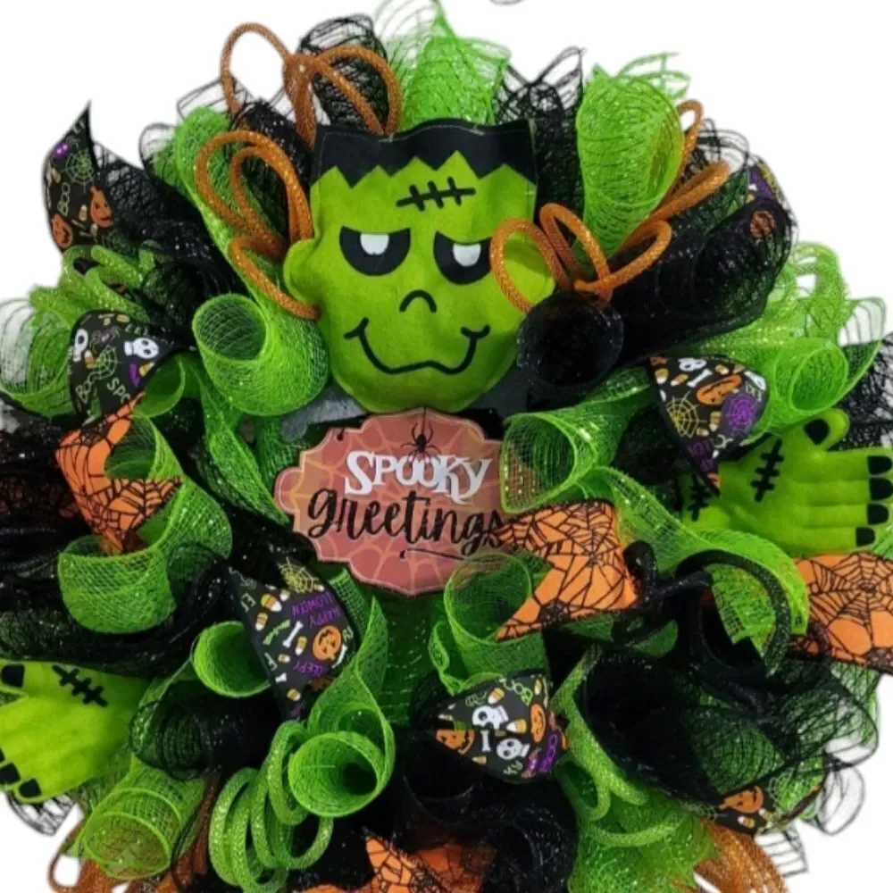 Halloween wreath/ frankenstien
